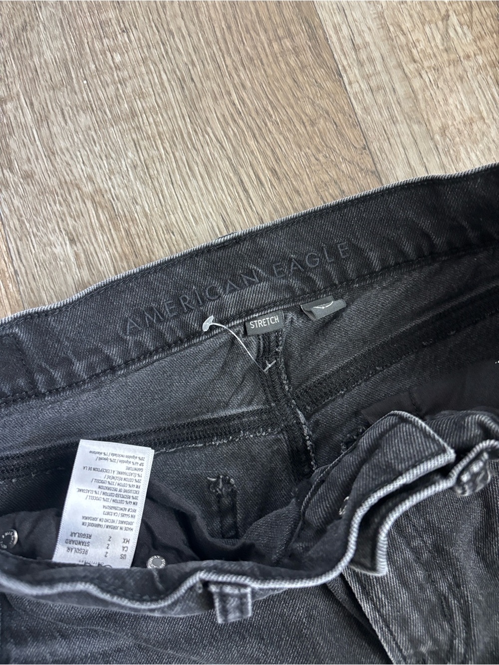 American Eagle Outfitters Women's Straight Leg Jeans - Washed Charcoal - Picture 3 of 5